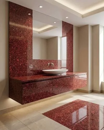 Red Granite bathroom application